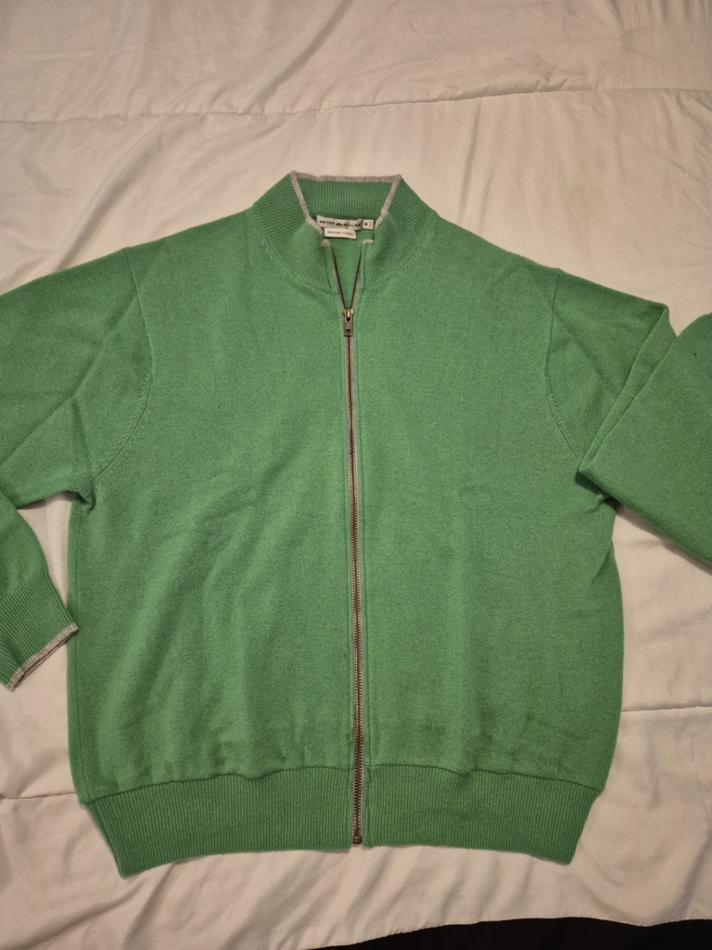 Peter Millar Light Green Zip-Back Sweater